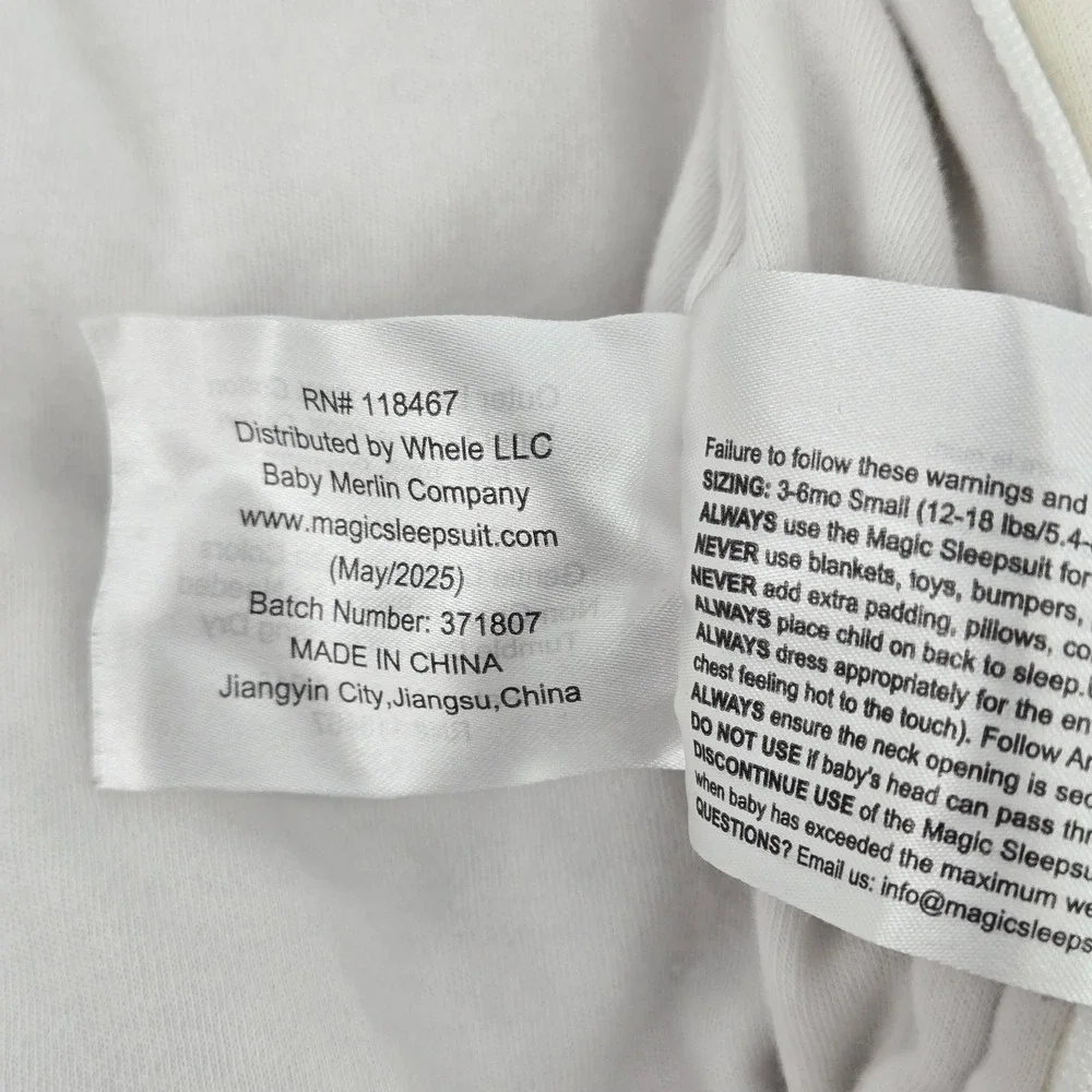 Baby Merlin's Magic Sleepsuit Cream Cotton Swaddle Transition Large 3-6 Months